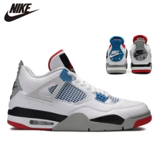 NIKE-zapatillas de baloncesto Air Jordan 4 para hombre, calzado deportivo Retro, Toro Bravo, grow red fire, black cat, white מלet cactus - AliExpress  - Color : Blanco - Tamaño del zapato : 11.5