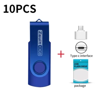 Unidad Flash USB de alta velocidad, memoria de Metal de 64GB, 32GB, 16GB, logotipo personalizado gratis, regalo, 10 unidades por lote - AliExpress  - Capacidad : 128 m - Color : Azul