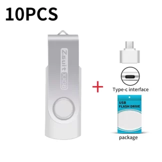 Unidad Flash USB de alta velocidad, memoria de Metal de 64GB, 32GB, 16GB, logotipo personalizado gratis, regalo, 10 unidades por lote - AliExpress  - Capacidad : 2 GB - Color : Plata