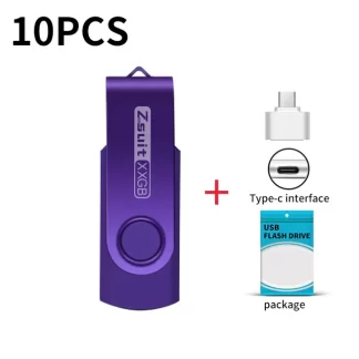 Unidad Flash USB de alta velocidad, memoria de Metal de 64GB, 32GB, 16GB, logotipo personalizado gratis, regalo, 10 unidades por lote - AliExpress  - Capacidad : 128 GB - Color : Morado