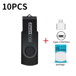 Unidad Flash USB de alta velocidad, memoria de Metal de 64GB, 32GB, 16GB, logotipo personalizado gratis, regalo, 10 unidades por lote - AliExpress  - Capacidad : 128 GB - Color : Negro